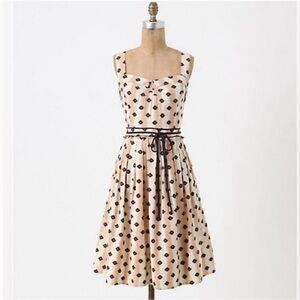 Anthropologie Cream Dress with Black Diamond Print